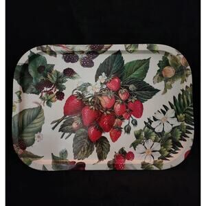 Vintage Berries Department 56 Metal Tin Tray Collectible Strawberries 15x11